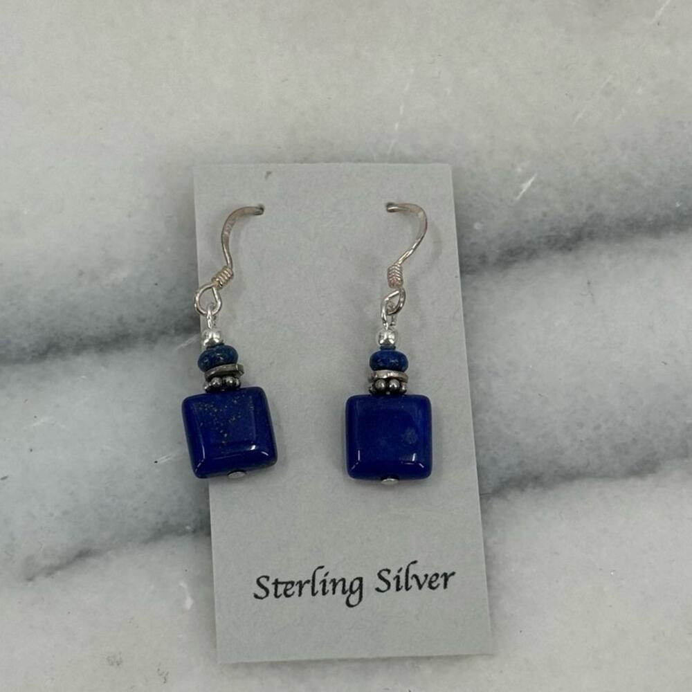 NEW! Sterling Silver Lapis stacked Earrings
